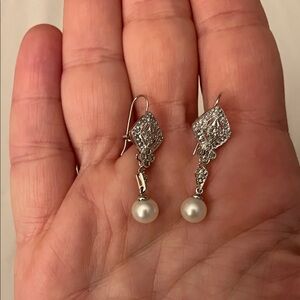 Elegant Silver and Pearl Drop Earrings
